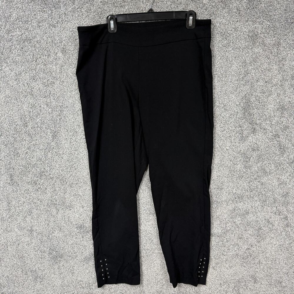 Roz & Ali Ankle Pants Womens 16 36x25.5 Black Studded Hem Gothic Office Siren